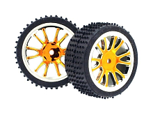 Колеса задние в сборе, золотой хром для багги Himoto масштаба 116, 2шт