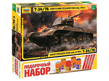 Сборная модель ZVEZDA Советский средний танк Т3476  обр 1943г, подарочный набор, 135