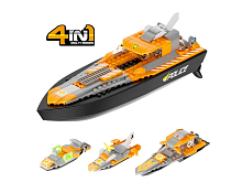 Радиоуправляемый катер Flytec V101 конструктор 4 в 1 140 деталей 24G RTR