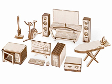 Деревянный конструктор Lemmo МОДЕЛЬ НАБОР МЕБЕЛИ БЫТОВАЯ ТЕХНИКА, 100 деталей