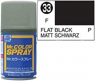 Краска акрил для пластика в аэрозольных баллончиках тм MRHOBBY 100мл  FLAT BLACK, шт