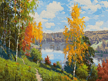 Картина по номерам 40х50 ПРИЩЕПА ОСЕННИЙ ДЕНЬ 33 цвета