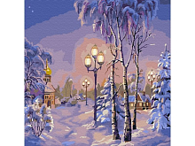 Картина по номерам 30х30 Зимний вечер 22 цвета