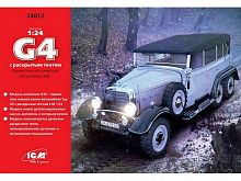 Сборная модель ICM Тур G4, автомобиль германского руководства 2МВ с раскрытым тентом, 124