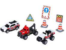 Набор металлических машинок AUTODRIVE Служба спасения 3шт внедорожник, эвакуатор, джип