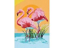 Картина по номерам 20х30 РОЗОВЫЙ ФЛАМИНГО 22 цвета