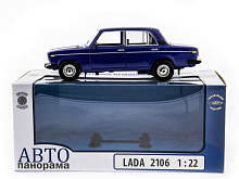 Машина АВТОПАНОРАМА ВАЗ 2106 синяя ,122, инерция, Pull Bаck механизм, вк 101222 cм