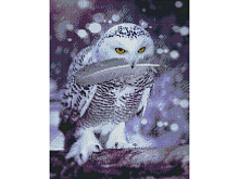 Алмазная мозаика с нанесенной рамкой 40х50 ПОЛЯРНАЯ СОВА 18 цветов