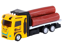 Машина AUTODRIVE Трейлер фрикционный с бревнами, со светом и звуком, жёлтый, вк 23,5711 см