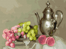 Картина по номерам 40х50 Бузин Натюрморт с виноградом 28 цветов
