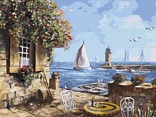 Картина по номерам 40х50 Летнее кафе 28 цветов