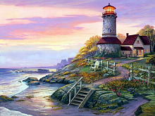 Картина по номерам с цветной схемой на холсте 30х40 Маяк 18 цветов