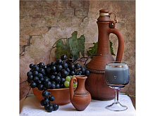 Картина мозаикой 30х30 НАТЮРМОРТ С ВИНОГРАДОМ квадрат 29 цветов