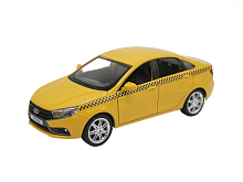 Машина АВТОПАНОРАМА LADA VESTA ТАКСИ желтый, 124, свет, звук, инерция, вк 24,512,510,5 см