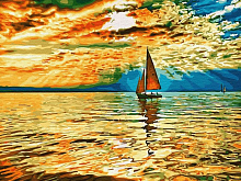 Картина по номерам 40х50 Заход солнца 22 цвета