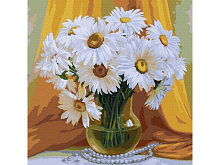 Картина по номерам 30х30 БУКЕТ МАХРОВЫХ РОМАШЕК 24 цвета