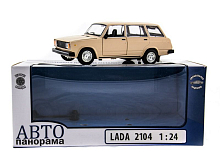 Машина АВТОПАНОРАМА ВАЗ 2104 бежевая,124, инерция, Pull Bаck механизм, вк 101222 cм