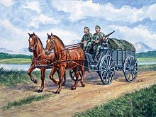 Сборная модель Конная повозка с 2мя лошадьми