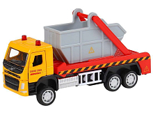 Машина АВТОПАНОРАМА VOLVO FM Мусоровоз, желтыйсерый, 172, инерция, вк 17,5136,5 см