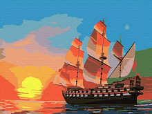 Картина по номерам 15х20 ЗАКАТ НАД МОРЕМ 16 цветов