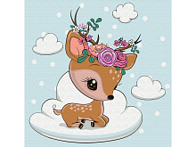 Набор юного художника 20х20 Олененок на облаке 12 цветов