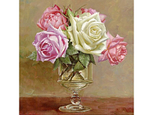 Алмазная мозаика 30х30 БУЗИН В СТАРИННОЙ ВАЗОЧКЕ 26 цветов