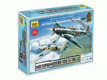 Сборная модель ZVEZDA Великие противостояния Мессершмит Bf109 против Як3 сборка без клея,172