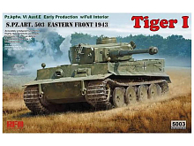 Сборная модель RYEFIELD MODEL Немецкий танк Tiger I, раннего производства с полным интерьером, 135