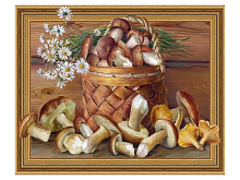 Алмазная мозаика 3D с нанесенной рамкой 40х50 БУЗИН НАТЮРМОРТ С ГРИБАМИ  30 цветов