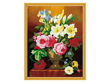 Алмазная мозаика с нанесенной рамкой 40х50 ЛЕТНИЙ АРОМАТ 35 цветов