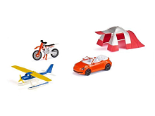 Набор Siku Машина, мотоцикл, водный самолет, палатка 6325