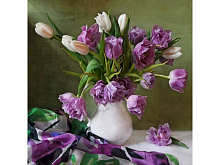 Картины мозаикой 30х30 БУКЕТ С ТЮЛЬПАНАМИ 28 цветов