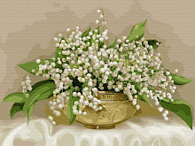 Картина по номерам с цветной схемой на холсте 30х40 БузинЛандыши в хрустальной вазочке 20 цветов