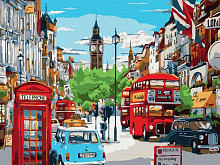 Картина по номерам с цв схемой на холсте 30х40 ЯРКИЙ ЛОНДОН 18 цветов