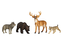 Фигурка KONIK набор лесных животных медведь, олень, рысь, волк