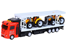 Машина AUTODRIVE Автовоз фрикционный красный со звуком и светом  2 трактора, вк 356,512 см