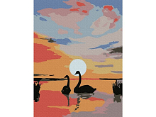 Картина по номерам 15х20 ЛЕБЕДИ НА ЗАКАТЕ 12 цветов