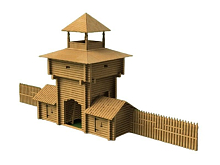 Сборная деревянная модель СВМодель Надвратная башня Зашиверского острога, 992 детали, 160