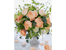 Картина по номерам с цветной схемой на холсте 30х40 НЕЖНЫЙ БУКЕТ 18 цветов