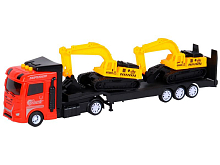 Машина AUTODRIVE Автовоз фрикционный красный со светом и звуком  2 экскаватора, вк 356,512 см
