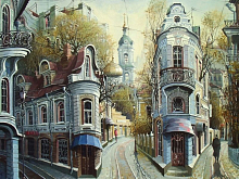 Картина по номерам с цветной схемой на холсте 30х40 Улочки старой Москвы 20 цветов