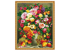 Алмазная мозаика с нанесенной рамкой 40х50 ОСЕННИЙ НАТЮРМОРТ 37 цветов