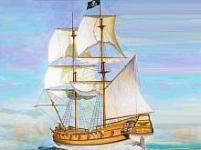 Сборная модель Корабль пиратский бриг "Черный сокол" 1/150