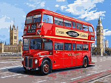 Картина по номерам с цветной схемой на холсте 30х40 Автобус лондона 21 цвет