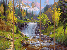 Картина по номерам на дереве 40х50 ПРИЩЕПА ГОРНЫЙ РУЧЕЙ 31 цвет