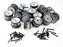 Опорные катки металл с резиновыми бандажами и оси колёсные для TG Tiger ранняя версия