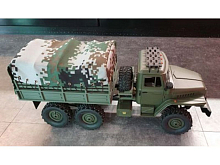 Радиоуправляемая автомодель WPL военный грузовик B36 с тентом зеленый 6WD 24G 116 RTR