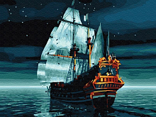 Картина по номерам 40х50 Старинный бриг 21 цвет