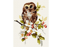 Картина по номерам 15х20 СОВЁНОК НА ЯБЛОНЕ 16 цветов