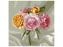 Картина по номерам 30х30 Бузин Букет из роз 20 цветов